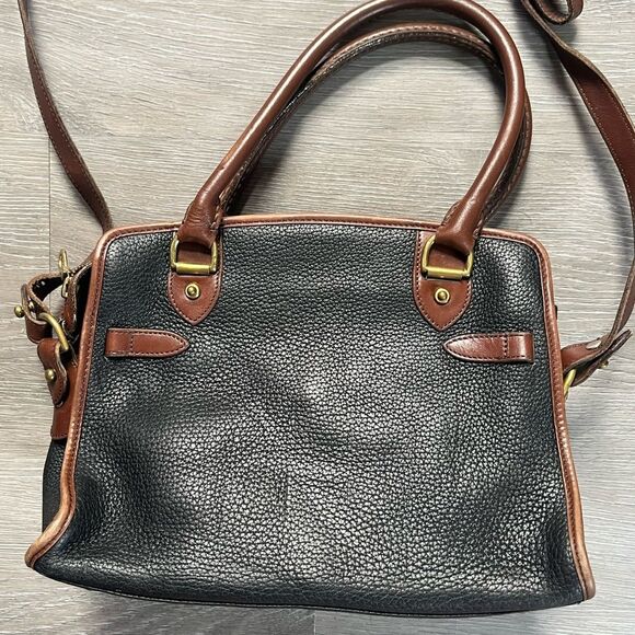 Dooney & Bourke Vintage Black/Brown Pebbled Leather Satchel/Buckle/Crossbody Bag - Picture 11 of 15